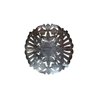 Vintage 60s Italian Silverplate Trivet Ornate Pierced Serving‎ Stand Floral